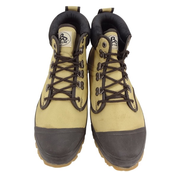 Pro-Line Mens 11 Canvas Wading Boots‎ Tan Black Rubber Toe High Top Boots main image 4